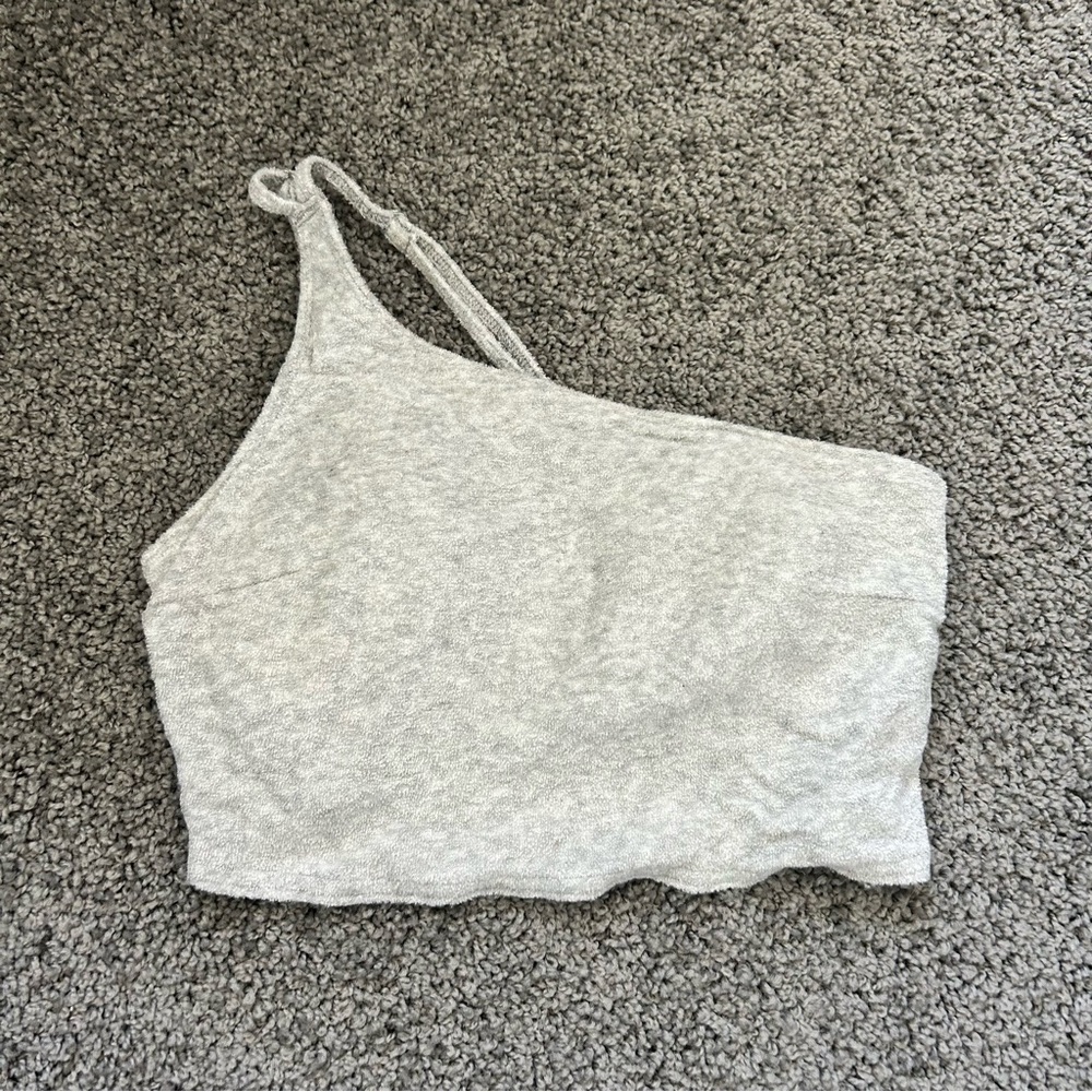 Abercrombie & Fitch One Shoulder Terry Cloth Crop Top